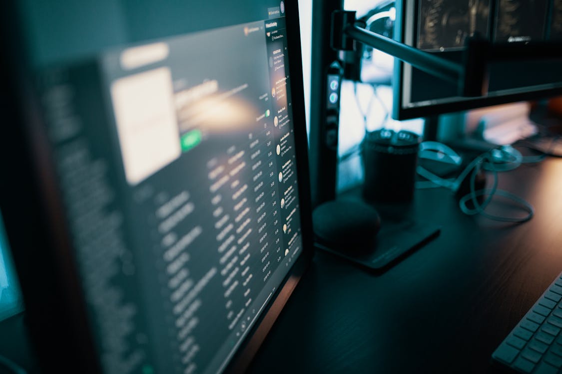 Free Turned-on Flat Screen Computer Monitor Stock Photo